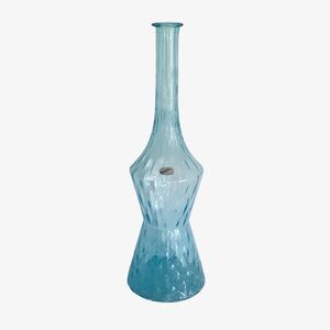 Murano Italy 18.5” Tall Blue Bottle Diamond Pattern Vase Detailed Beautiful!